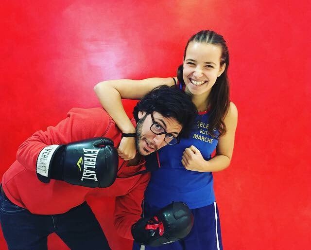 Il Dott. Errico con un'atleta di boxe Elite Marche
